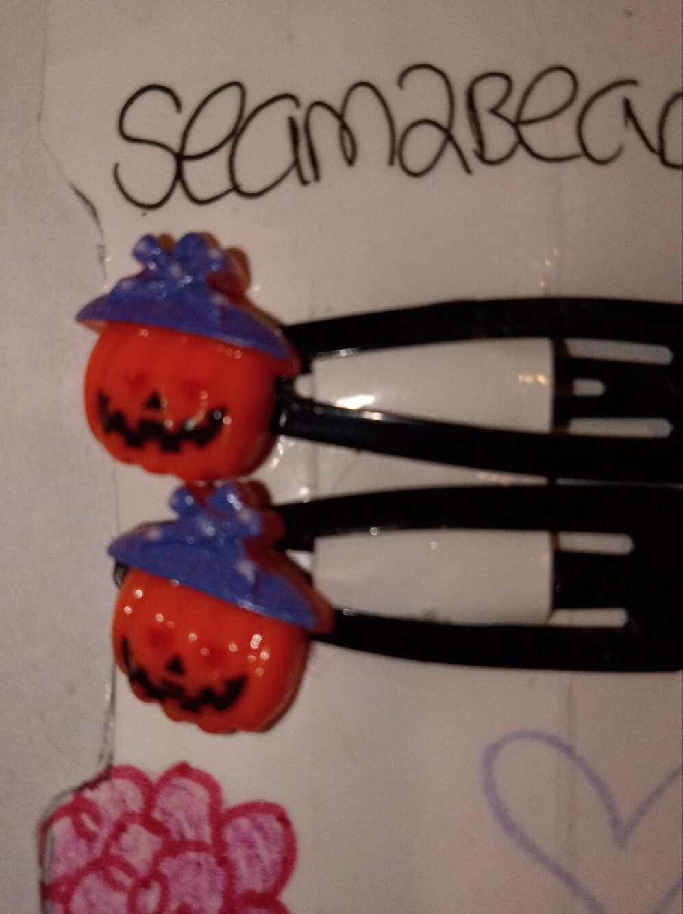 Halloween Pumpkin Hair Clips - Orange & Purple